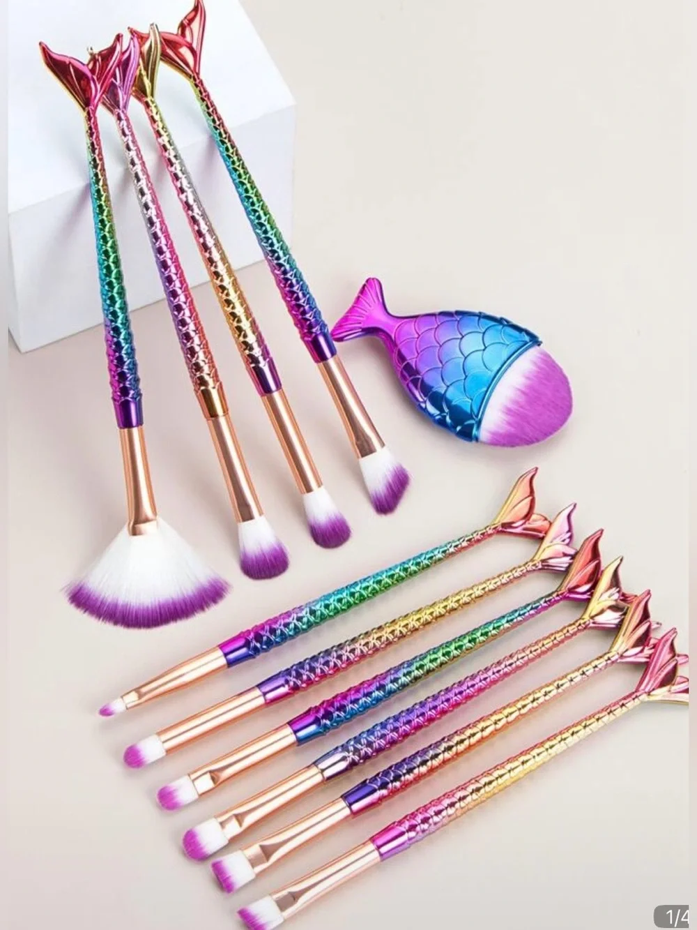 NWT 11 pieces Colorful mermaid makeup brush set. 💜🩷❤️💙